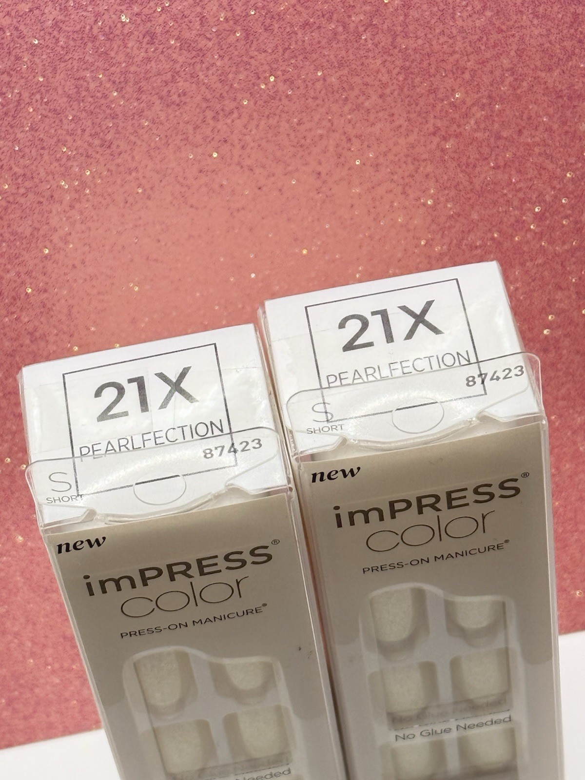 Kiss imPRESS No Glue Press-On Nails Manicure Short Color 21X Pearlfection 2pack