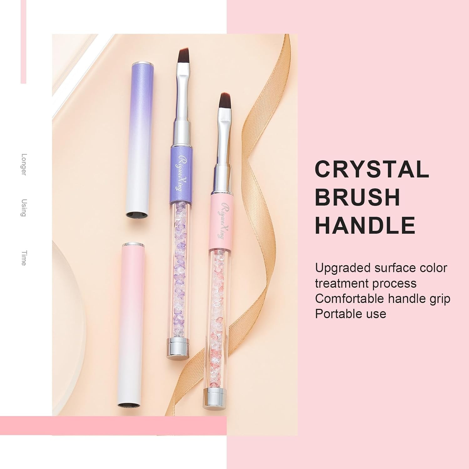 2PCS Nail Art Clean Up Brushes – Flat/Angled Nail Brushes for Cleaning Polish