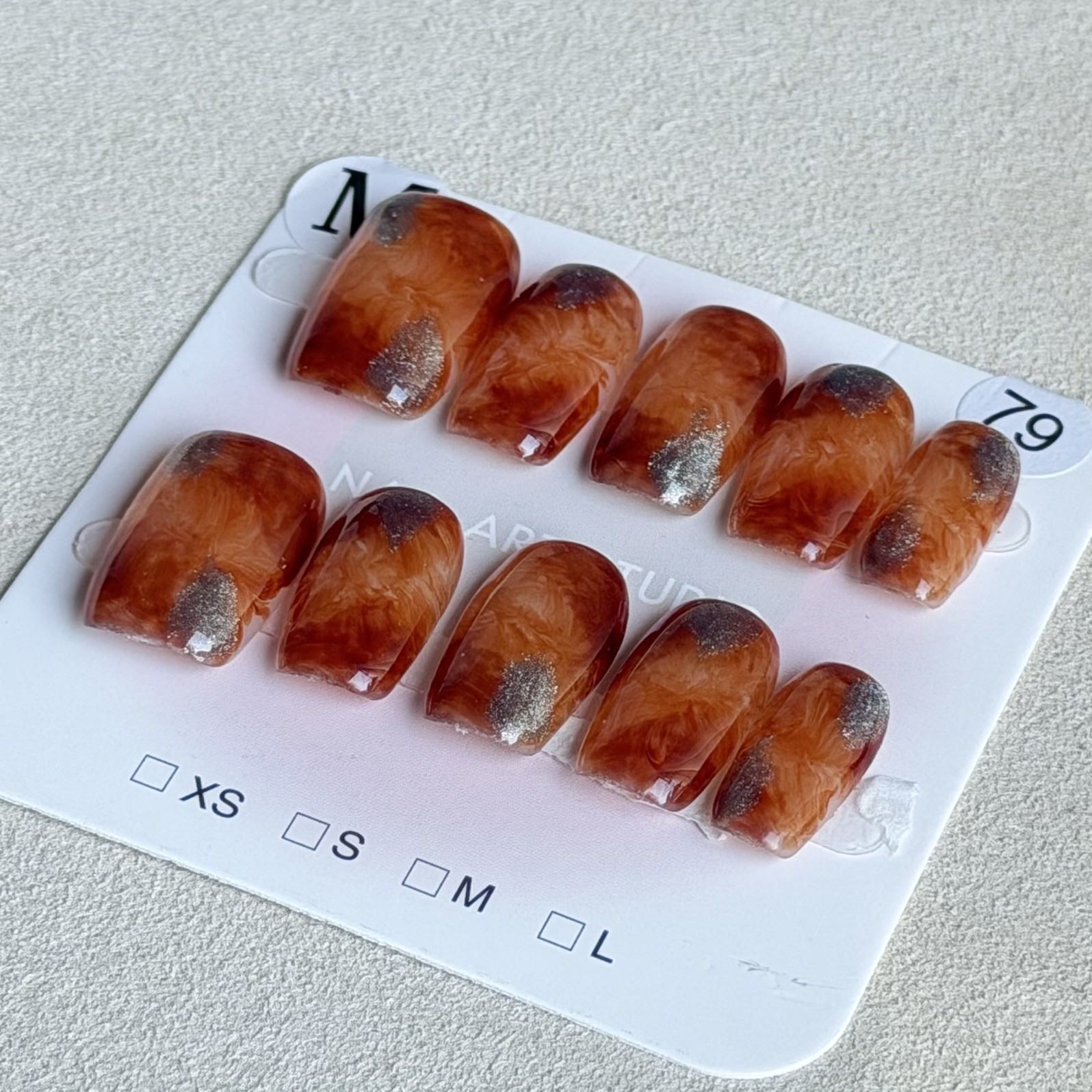 Unique Handmade Press-On Nails Size M | One of a Kind Set, Reusable 79