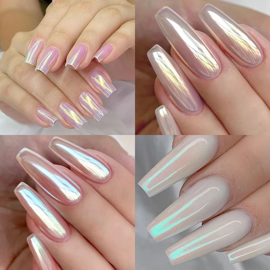 White Pearl Chrome Nail Powder Glitter Art Powder Dust Glimmer Hot Nails Premium