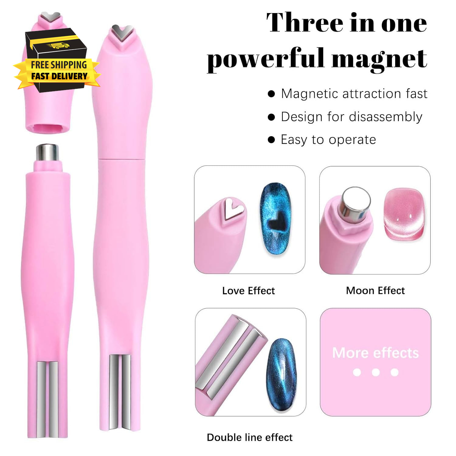 Cat Eye Nail Magnet Set – Y-Shape & 3-In-1 Magnetic Stick DIY Cat Eye Designs, f