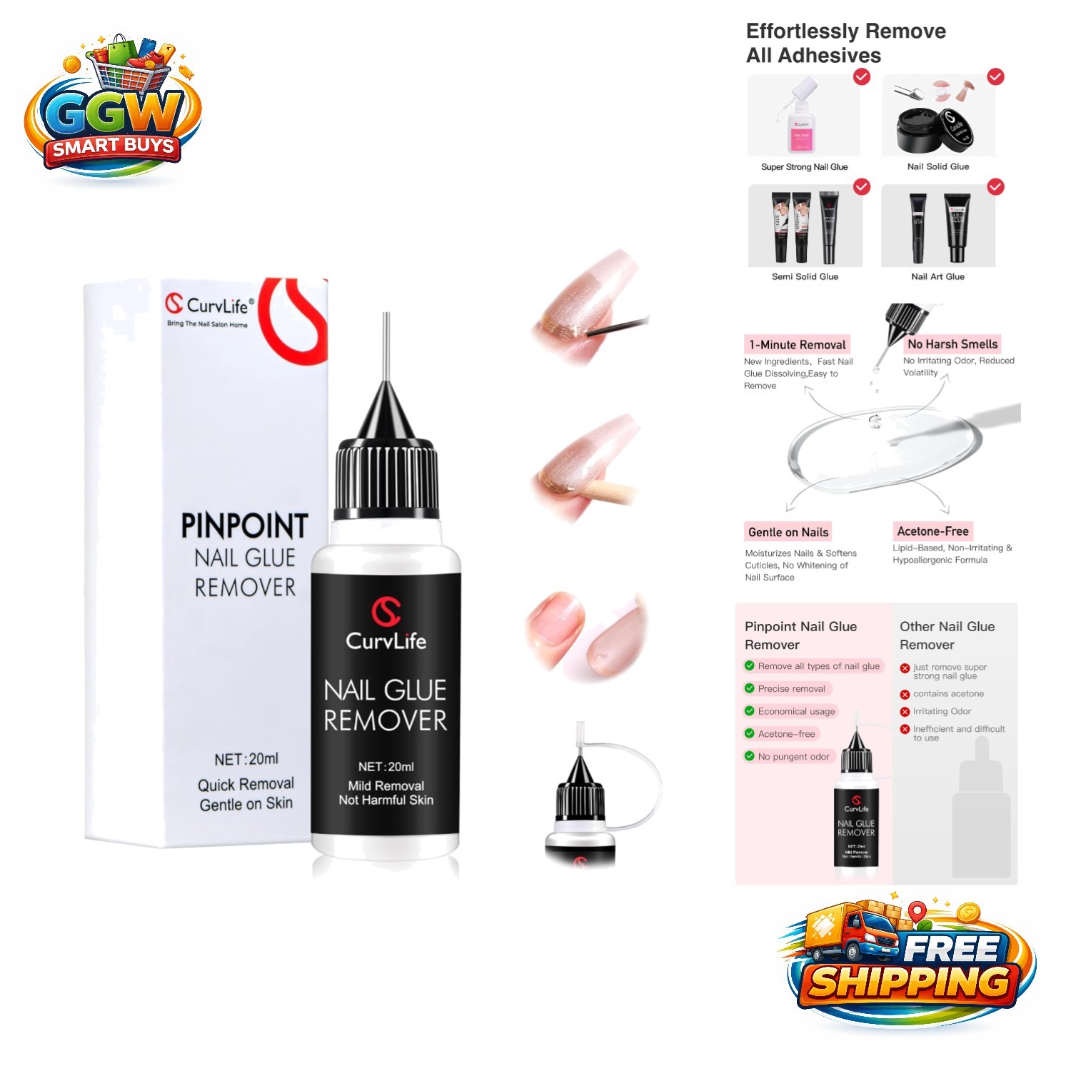 Quick Adhesive Dissolver 20ml – Multi-Functional Remover for Press-On Nails