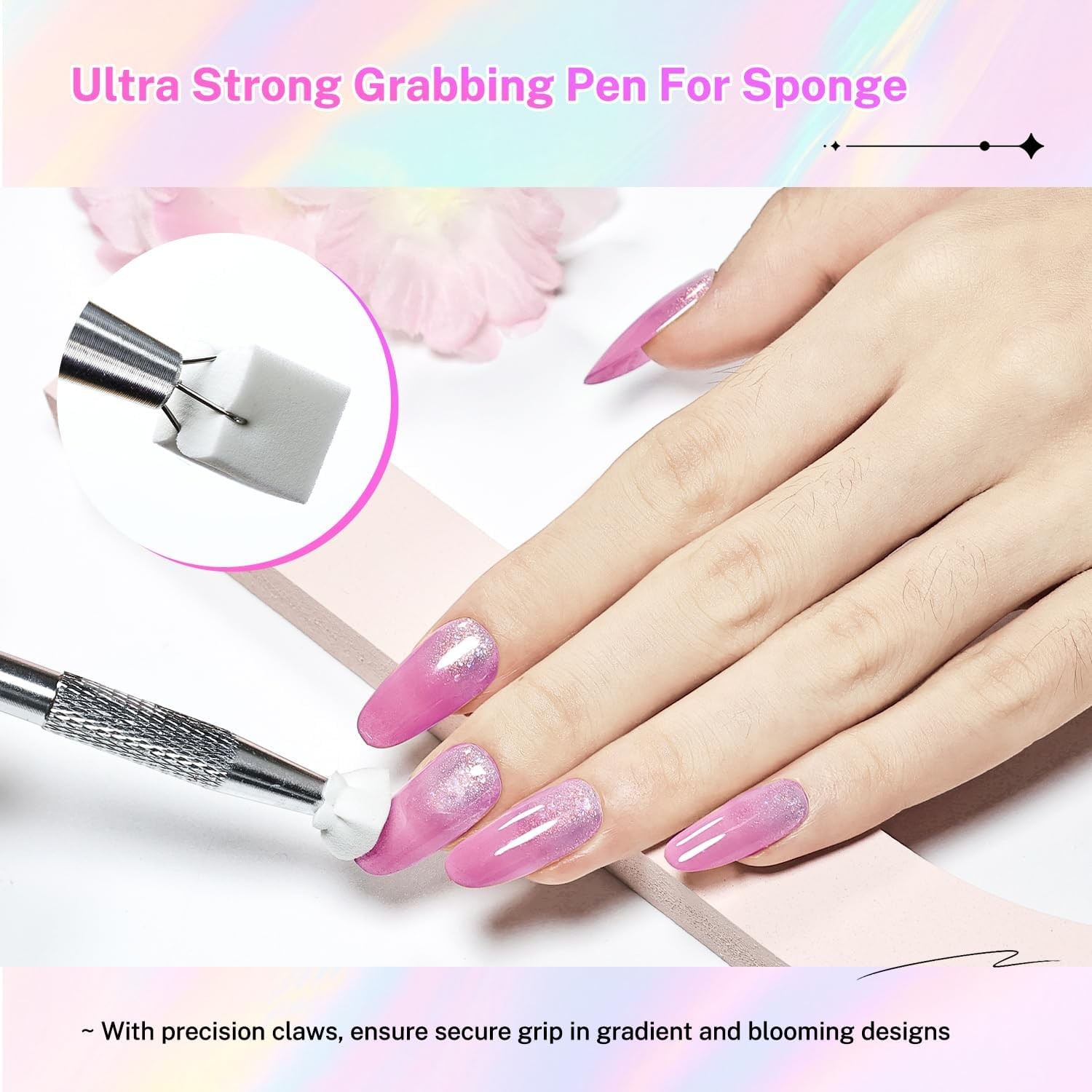 100PCS Soft Nail Sponges Tool with 1PCS Grabbing Pen Professional Accessories