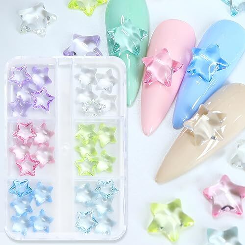Stars Nail Art Charms, Pentagram Nail Art Rhinestone, 3D Clear Five-Pointed