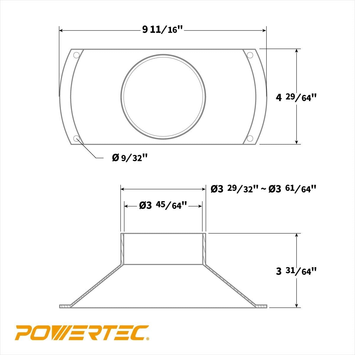 PRE-DRILLED ABS Dust Collection Hood – 4-1/4 x 7 inches for Easy Mounting