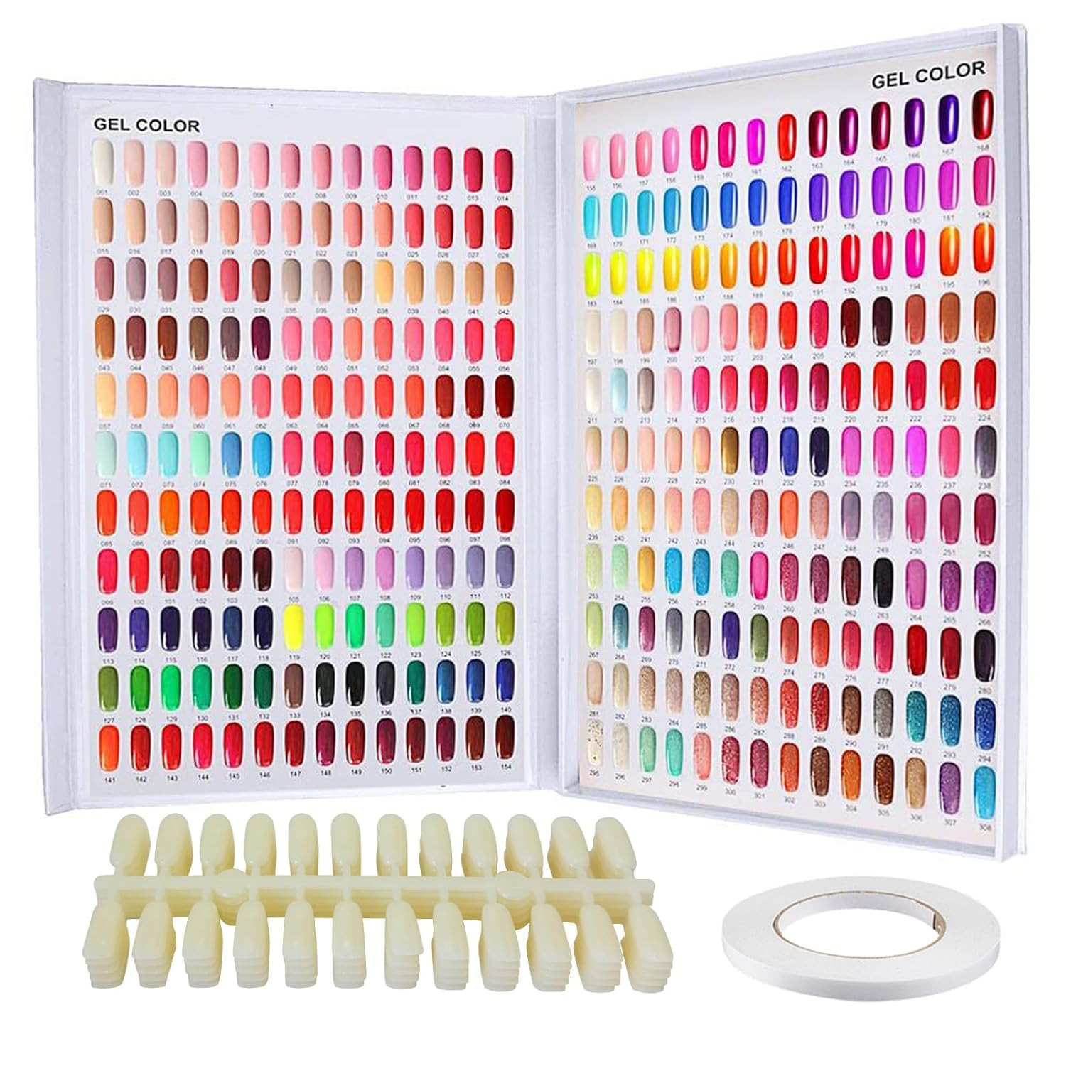 308 Grids Nail Color Display Book for Swatches, Includes 360 False Tips – Profes
