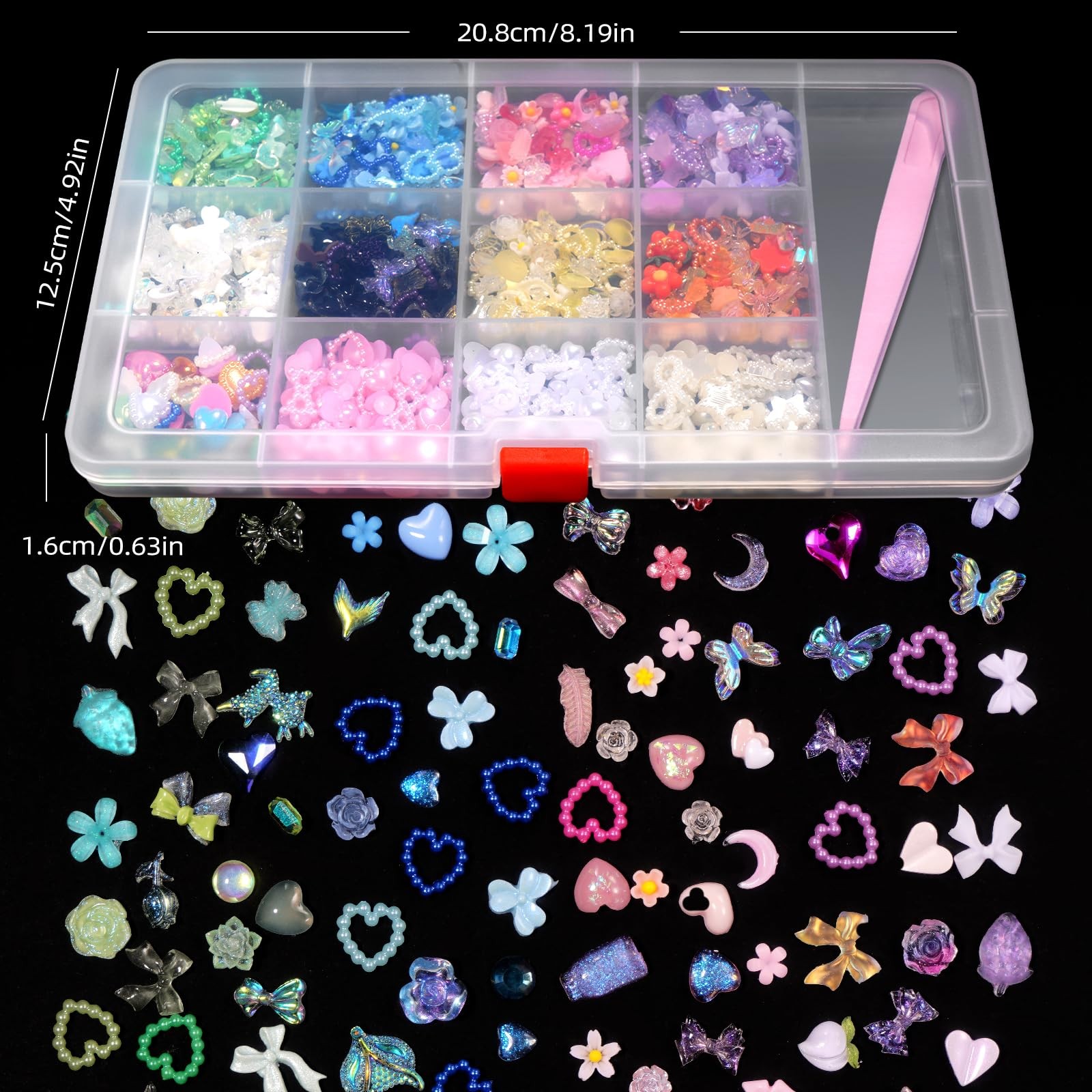 3D Mix Assorted Color Nail Charms, Acrylic Multi Blue Purple Small, S0-mix