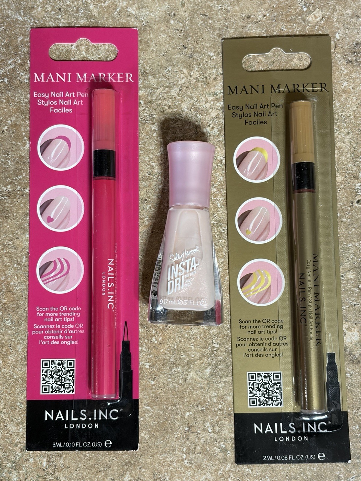 Nails Inc Mani Marker Bubble Gum Pink Sunshine Gold Sally Hanson 243 Make It Sna