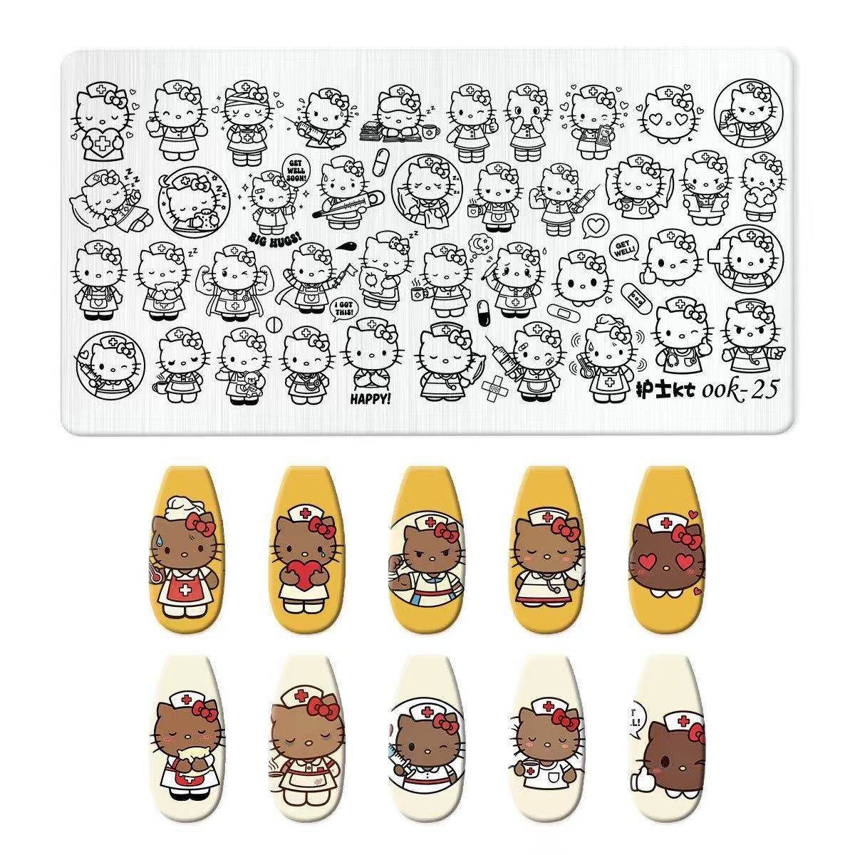 Nail Stamping Plate – Nurse RN LPN Hello Kitty Ook-25 – new
