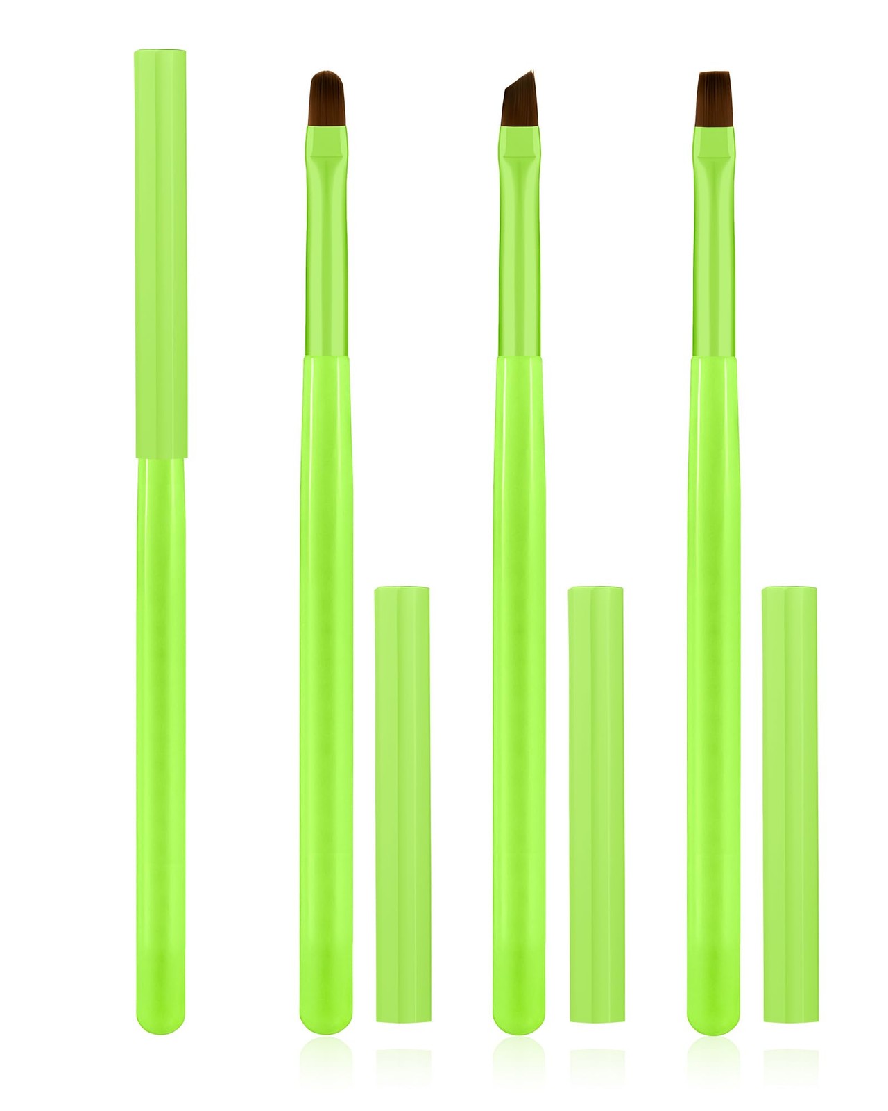 3PCS Nail Polish Clean Up Brush, Round&Falt&Angled Acetone Bright Green