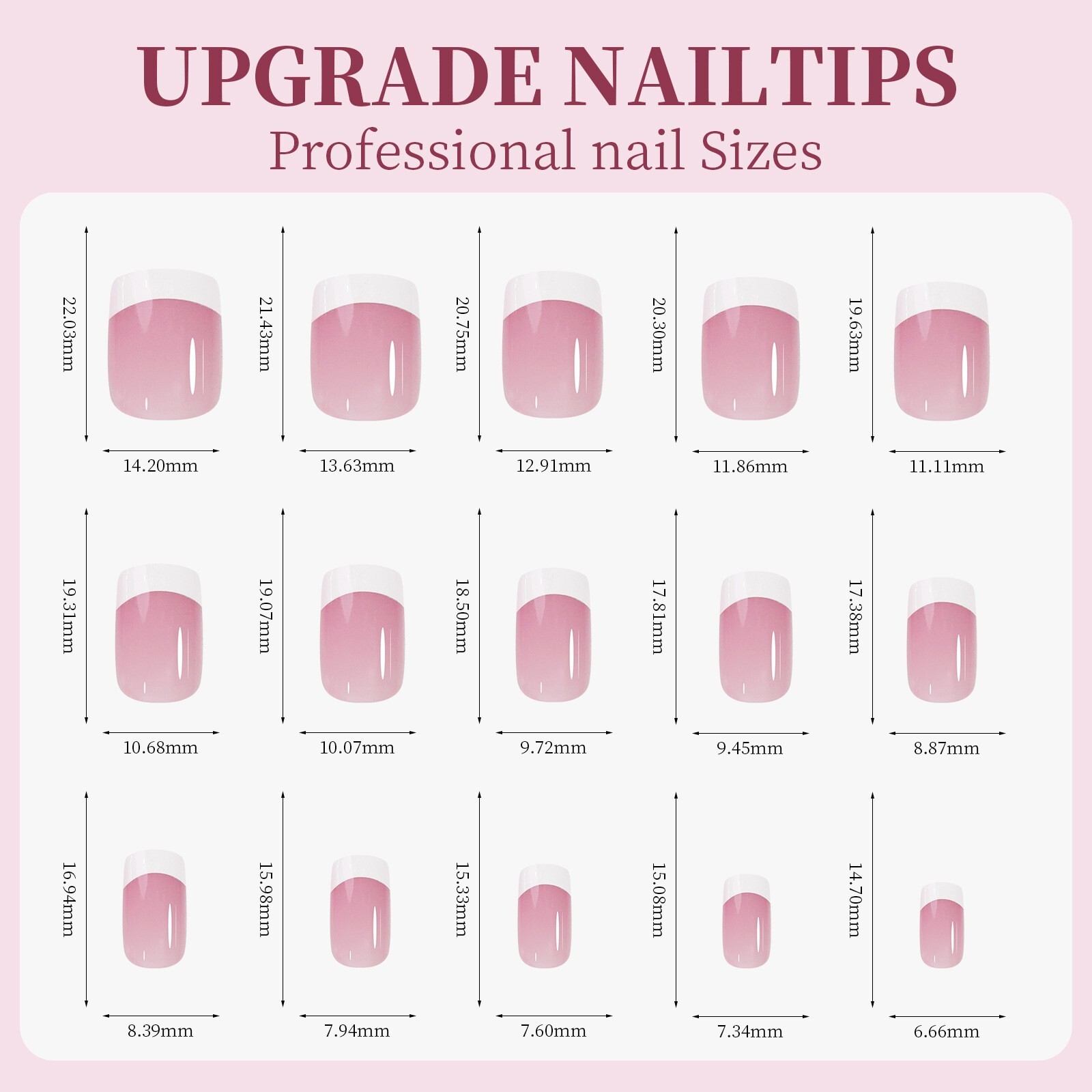 135Pcs Press on Nails French Shape Fake Nai Art Tips Manicure Set 15 Sizes