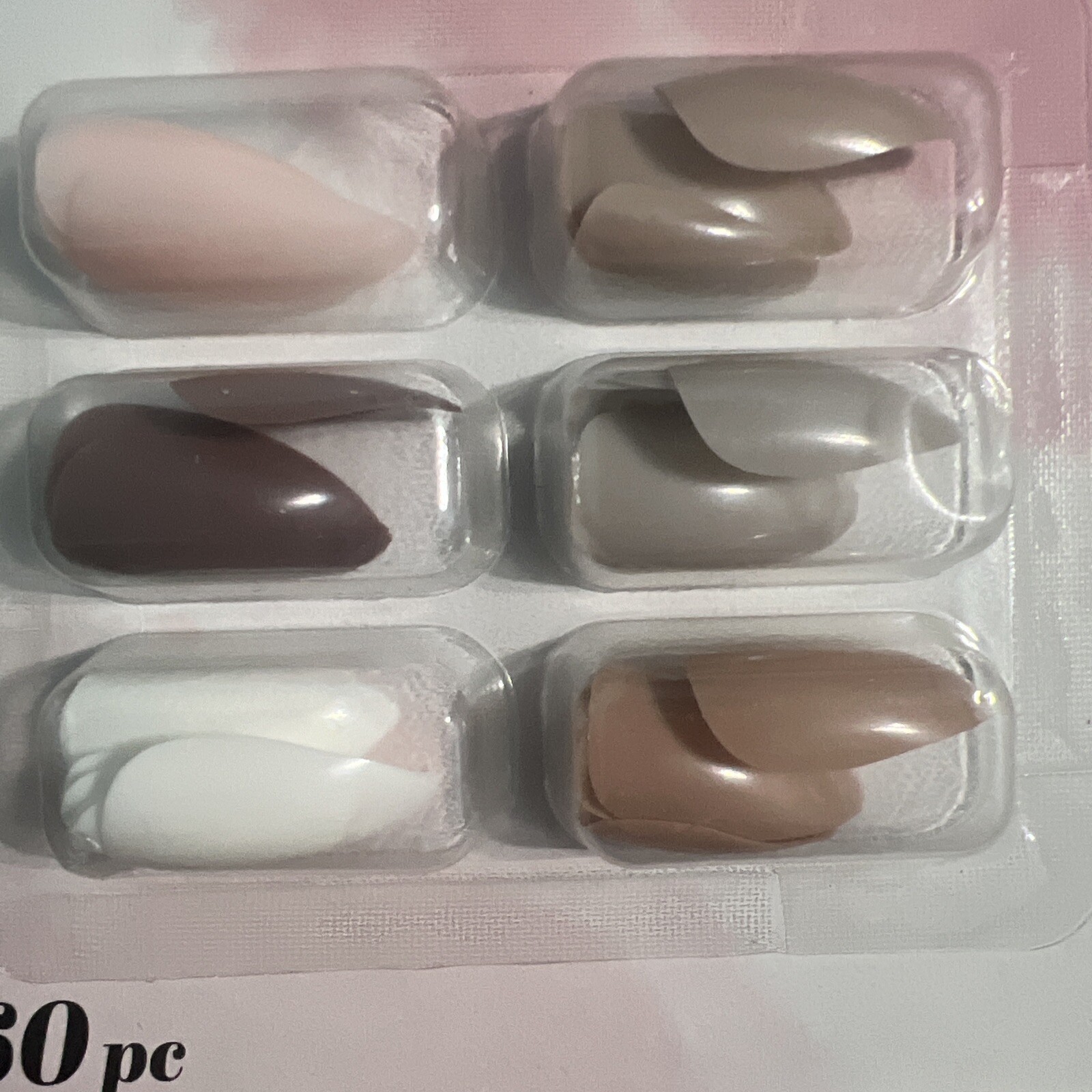B Color Artificial Colorful Press on Nails Oval Shape, Glue Not Included 60 PC