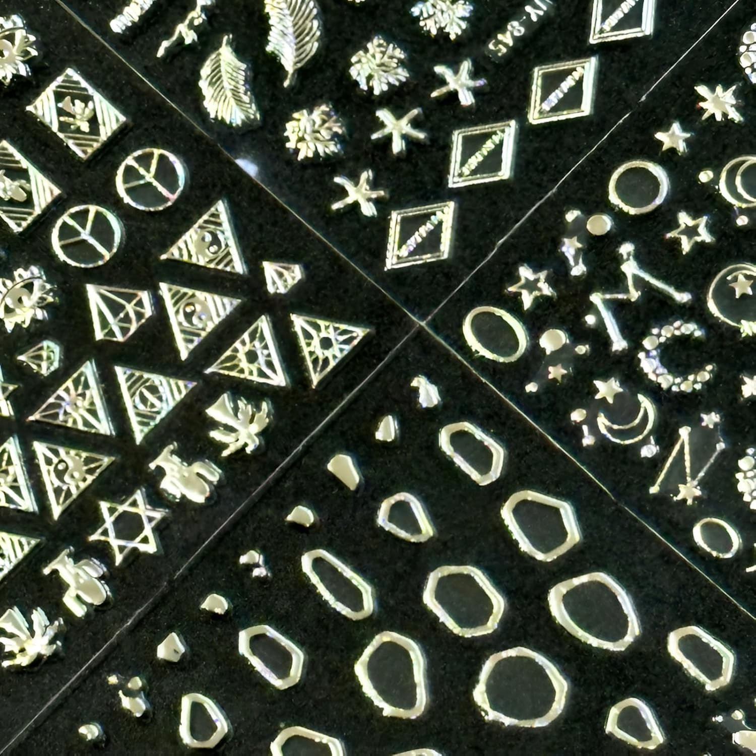 30 Sheets Silver Nail Art Stickers 3D Self-Adhesive Line Nail Decals Silver Star