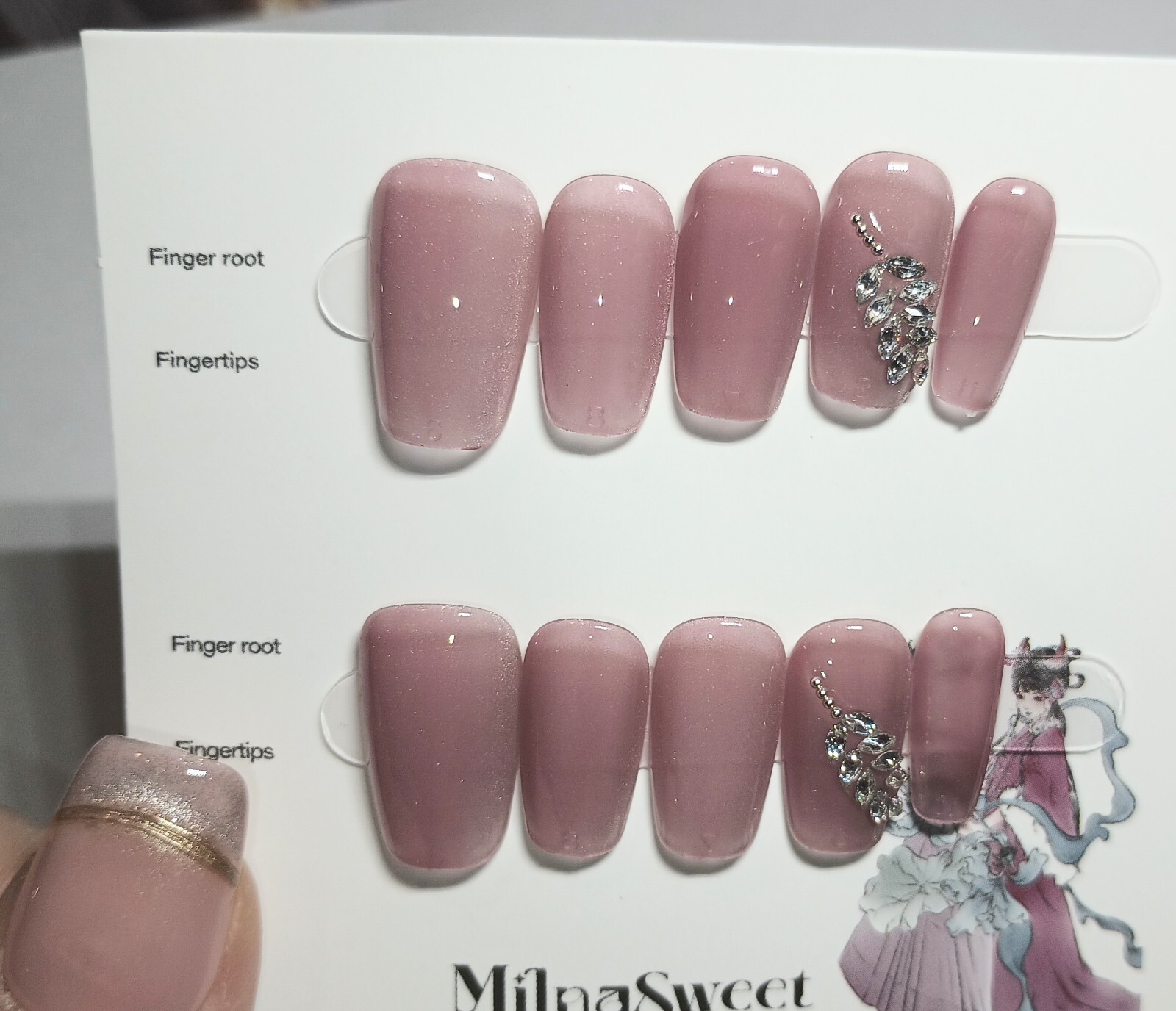 Purple Galaxy Cat Eye Press on Nails Handmade Fake Fingernails Gel Polish