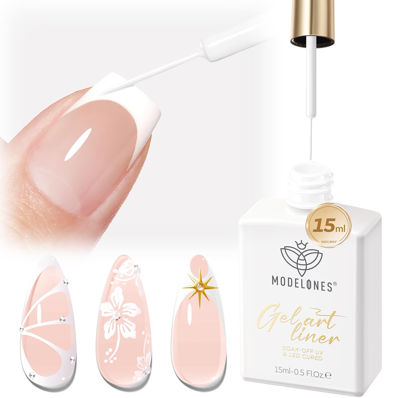 White French Tip Liner Gel Polish 15ML Nail Art Paint Swirl DIY Home Salon