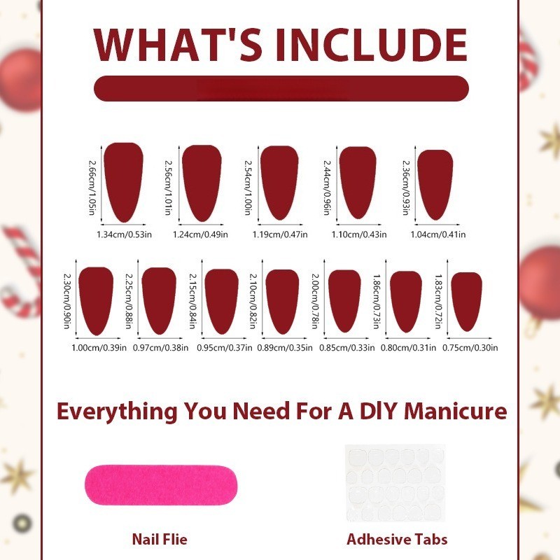 48pcs-Kawaii Press on Nails with 3D Strawberries, Plaid Bows and Gradient Tips