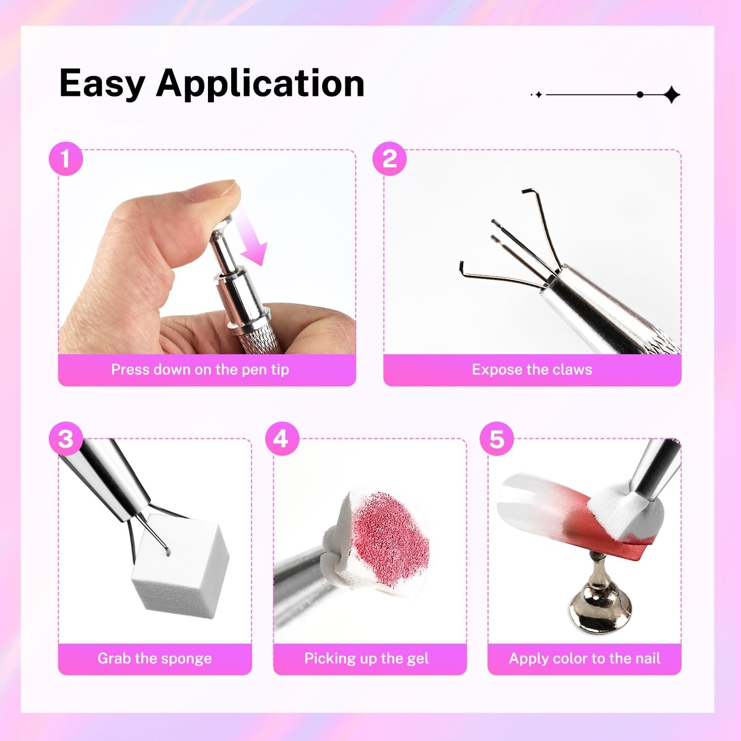 100PCS Soft Nail Sponges for Ombre with 1 Stainless Grabbing Pen Professional…