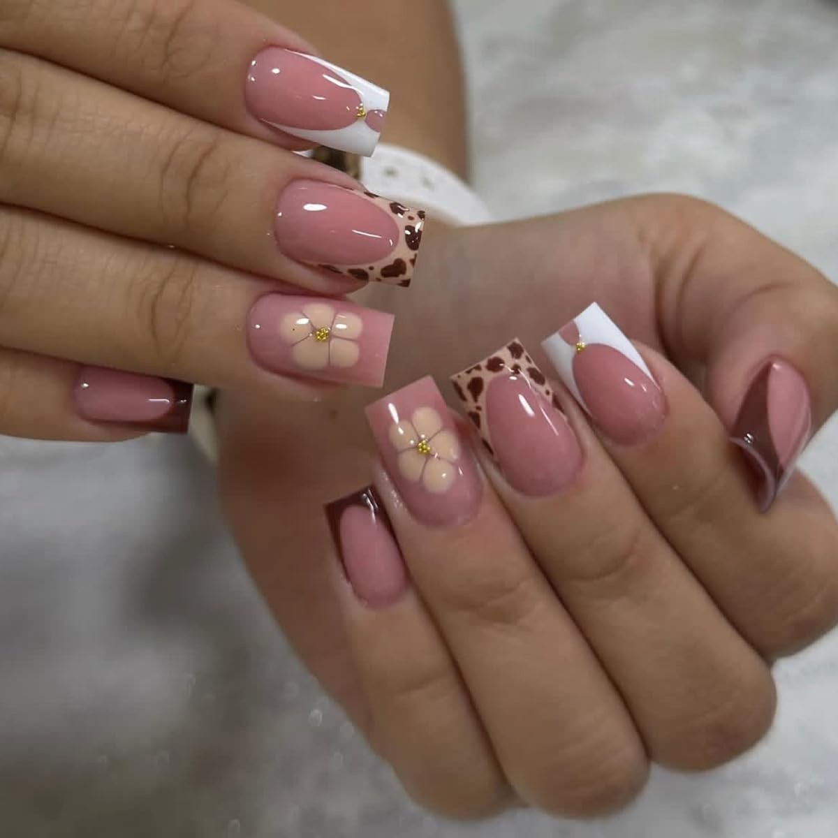 Leopard French Tip Press on Nails Style 04