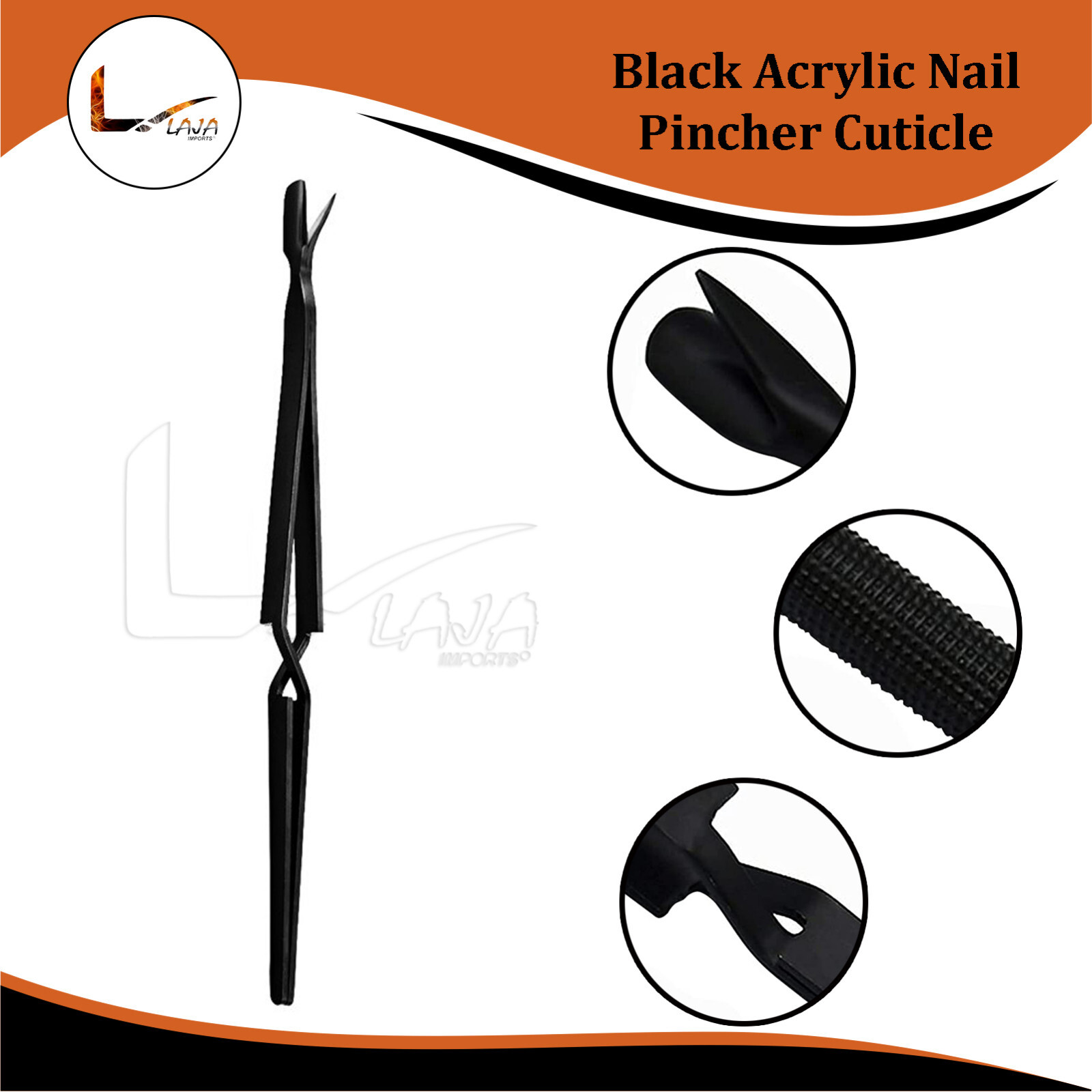 Black Acrylic Nail Pincher Cuticle Pusher Pinching Pinch Clamp C Curve Tweezers