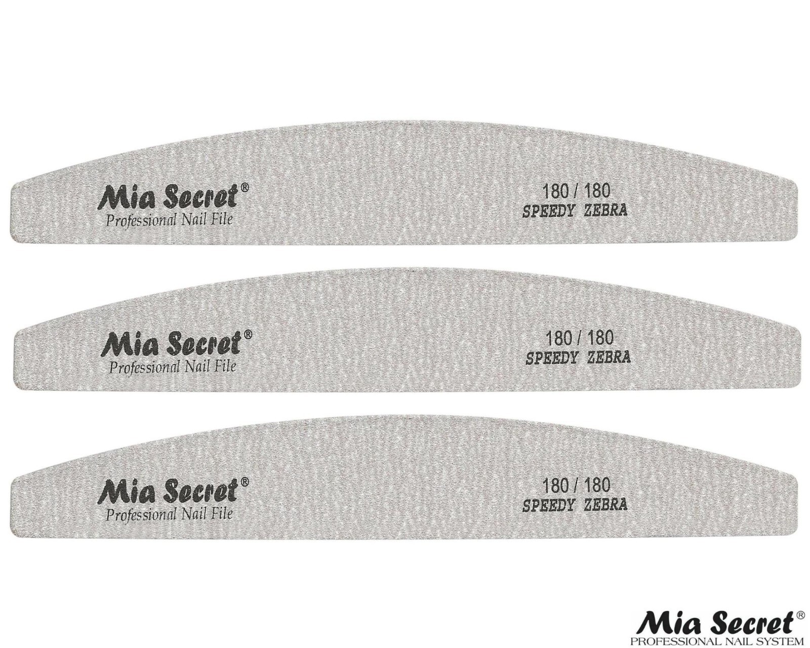 Mia Secret Professional Nail File – SPEEDY ZEBRA HALFMOON 180/180 3pcs Combo