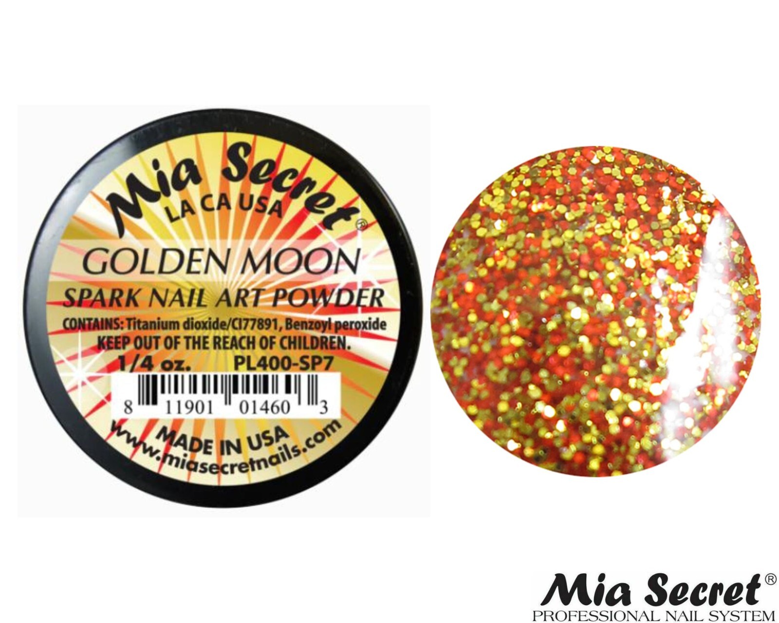 Mia Secret Nail Art Powder Spark Collection (GOLDEN MOON) 1/4oz