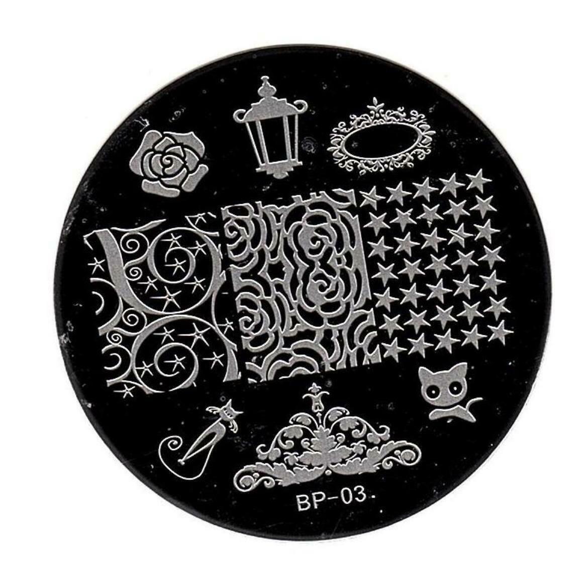 Black Cat Rose Theme Manicure Nail Art Stamping Template Image Plate BP 03