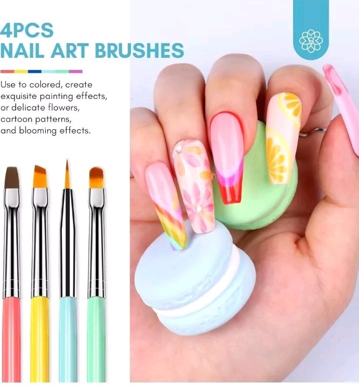 SAVILAND 6PCS Nail Art Brushes Set – Multifunctional Nail Brushes for Nail Ar…