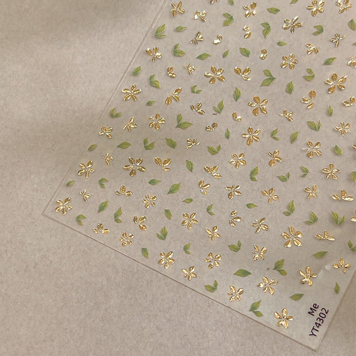 Flower Leaf Nail Art Stickers 5D Embossed Flower Leaf Nail Decals Bronzing Gold