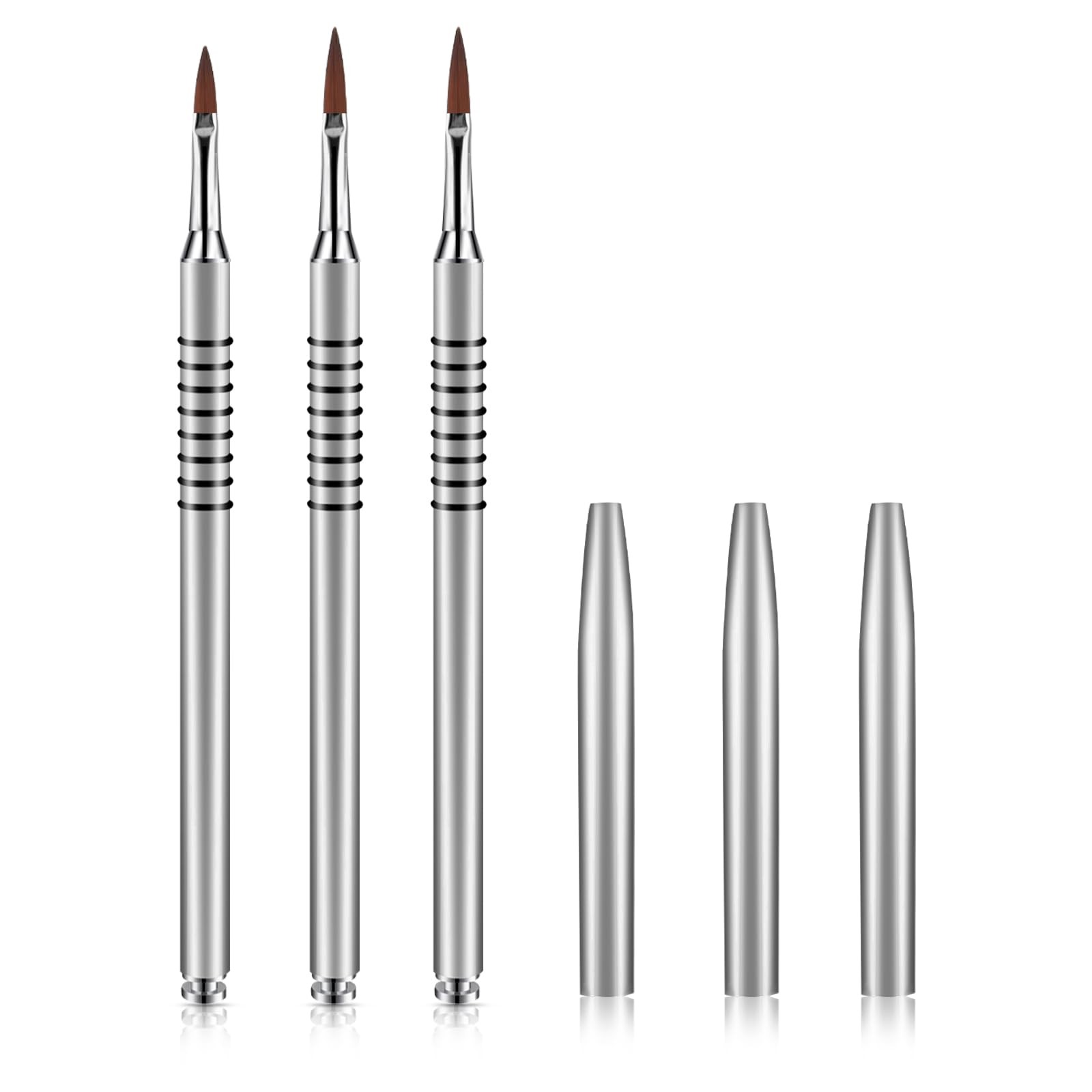 3 Pack 3D Flower Brush for Acrylic Nail #2#4#5 Kolinsky Art Silver