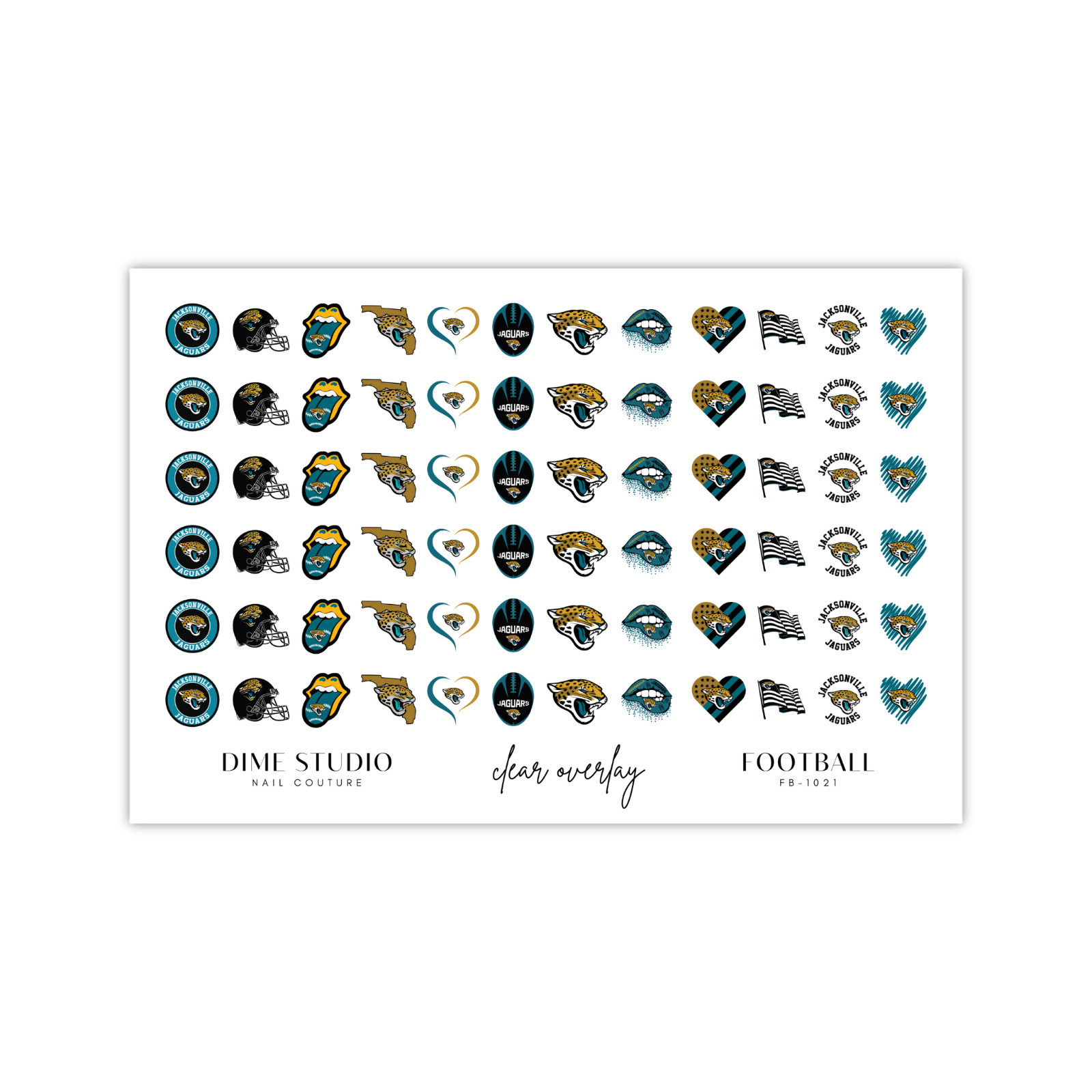 Jacksonville Jaguars Football Nail Decals Water Transfer Nail Art