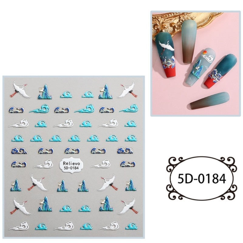 Stereoscopic Adhesive Nail Art Stickers Decals Engraved Nail Art Decor for Women