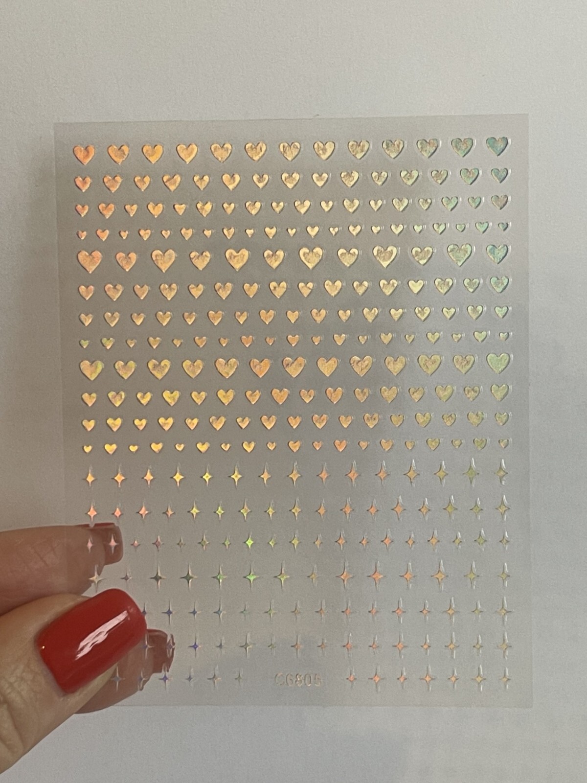 Heart Nail Art Stickers Valentine’s Day Decals Metallic Silver Holo Love Star