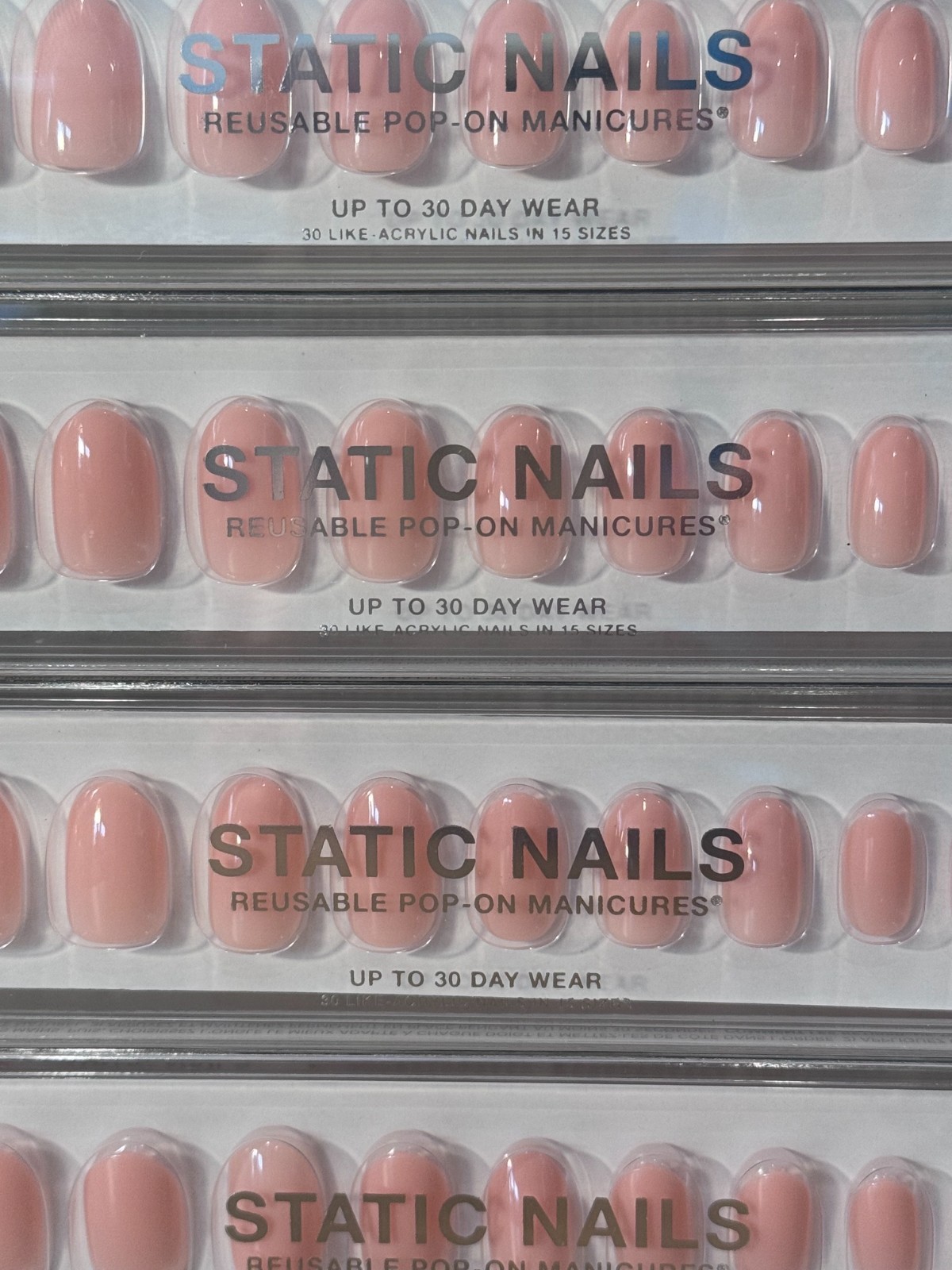 Static Nails Reusable Pop-On Manicures Jet Setter Round Light Pink NEW Lot of 10