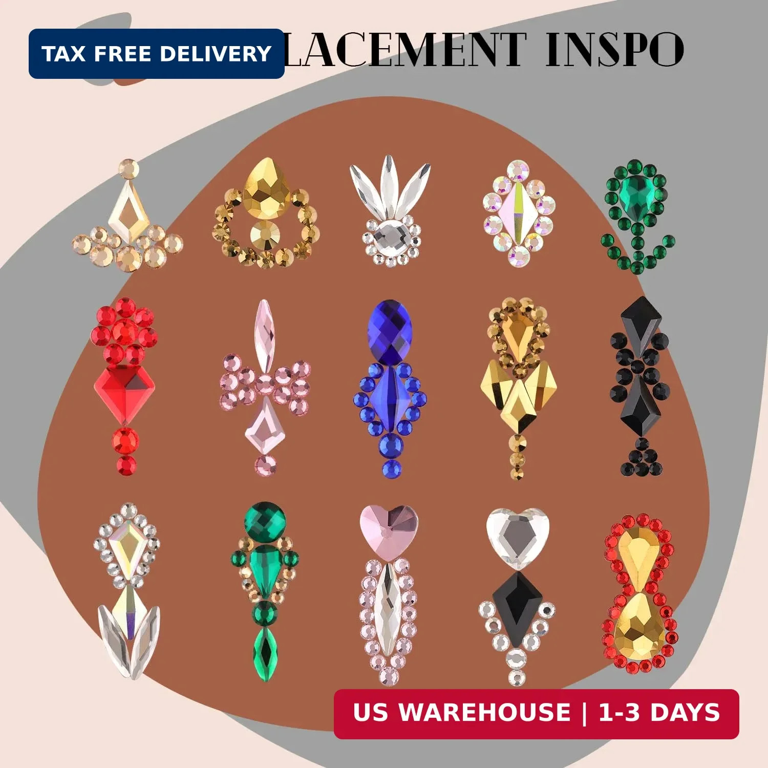 3220Pcs Gold Nail Rhinestones, 1.5-4mm Mini Flatback Crystal & 3D Multi Shapes G