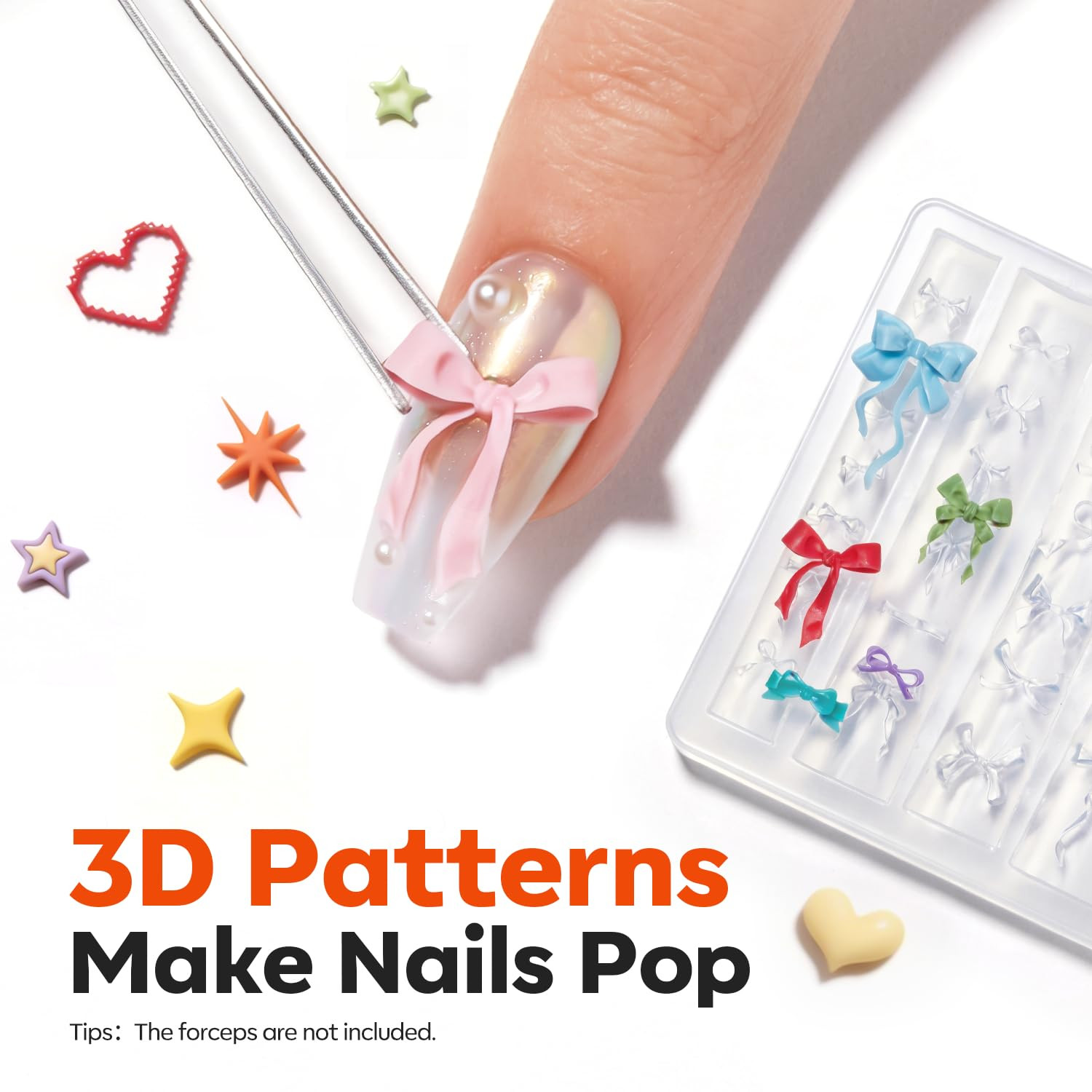 Silicone Nail Art Molds, 2PCS 3D Flowers Nail Charm Molds