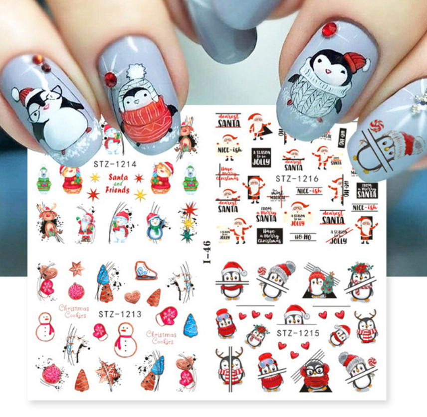 Winter Christmas Cookies Santa Star Nail Art Water Transfer Stickers I46 NS39