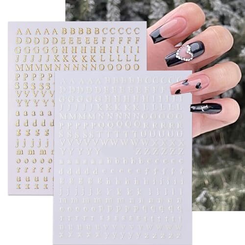 Letters Nail Art Stickers English Alphabet Nail Decals 3D Self 3-letter