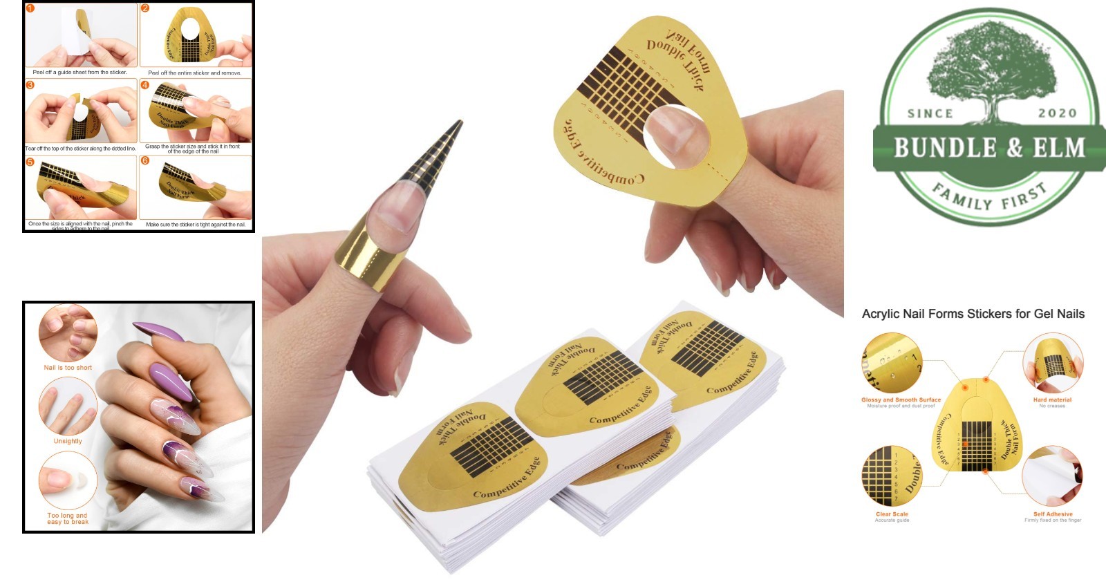Universal Nail Extension Forms, 200 PCS with Adjustable Size for All Fingers