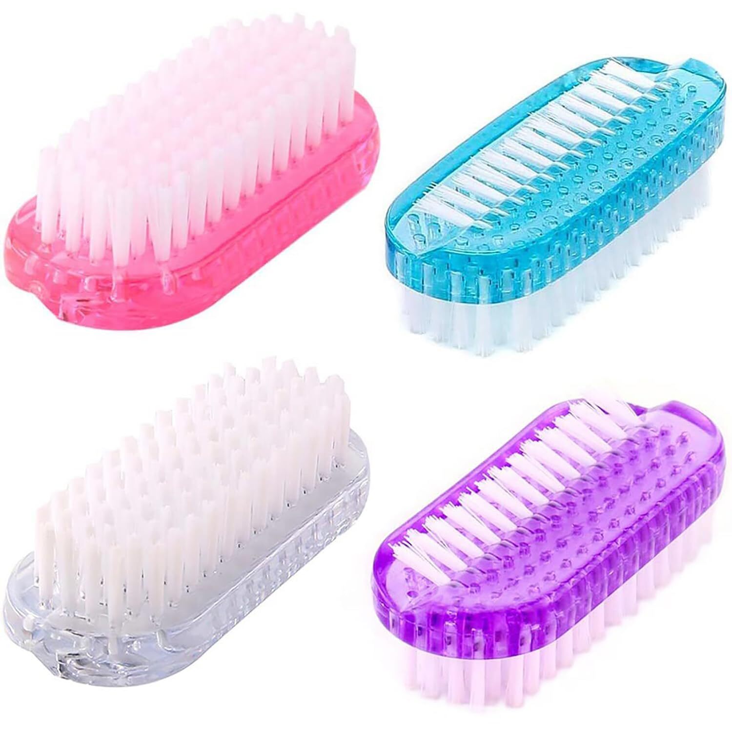 Nail Cleaning Brush Two Sided for Fingernails Soft Stiff Bristles 4 PCS