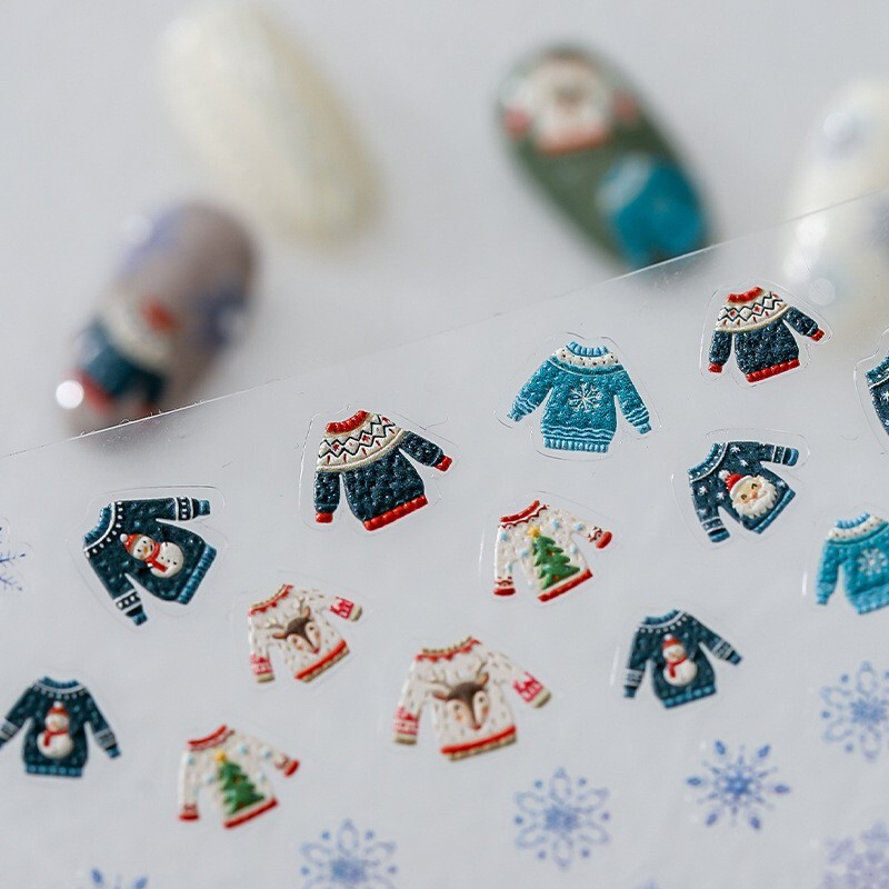 Festive Winter Nail Stickers, Snowflakes Nail Art Decals, Christmas (400)