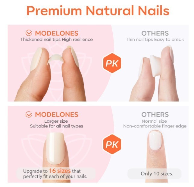 Milky White Press On Nails Short Oval Fake Nails Kit w Glue 32pcs Natural Set