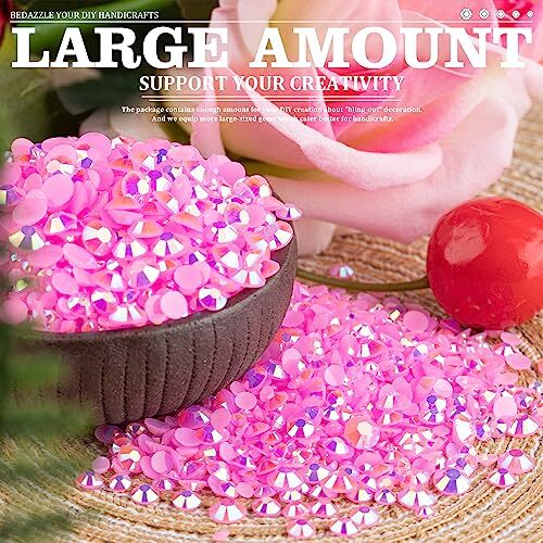 BELLEBOOST 7000PCS Resin Rhinestones Kits, Medium Amount-4 Boxes 26 Pink AB