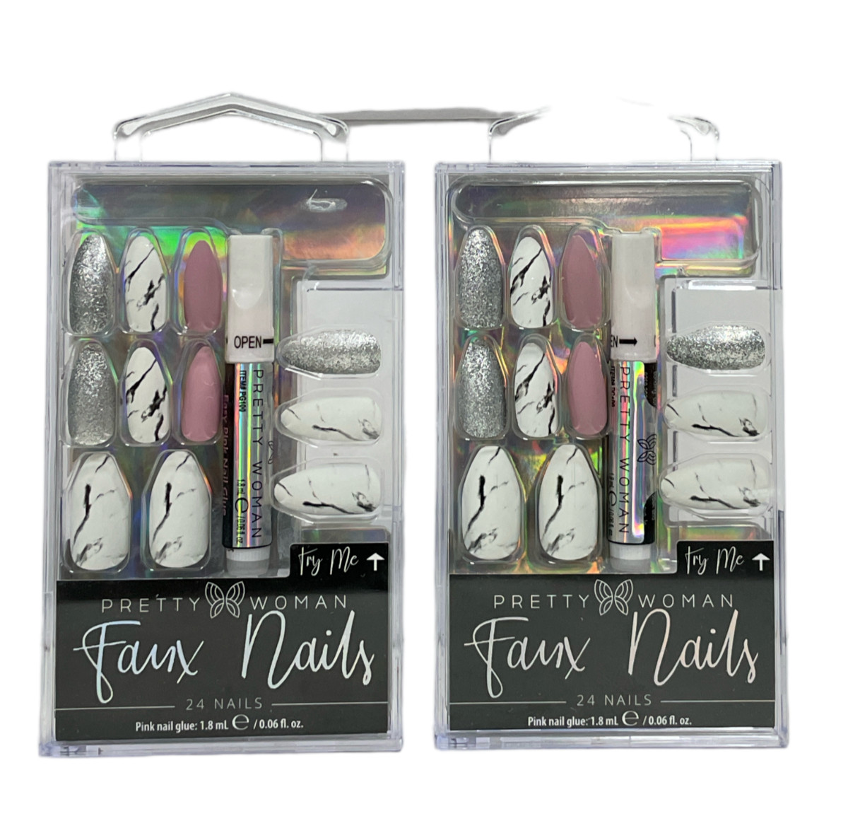 Pretty Woman Faux Nails & Glue Set (24Nails | 1.8mL) NEW; YOU PICK