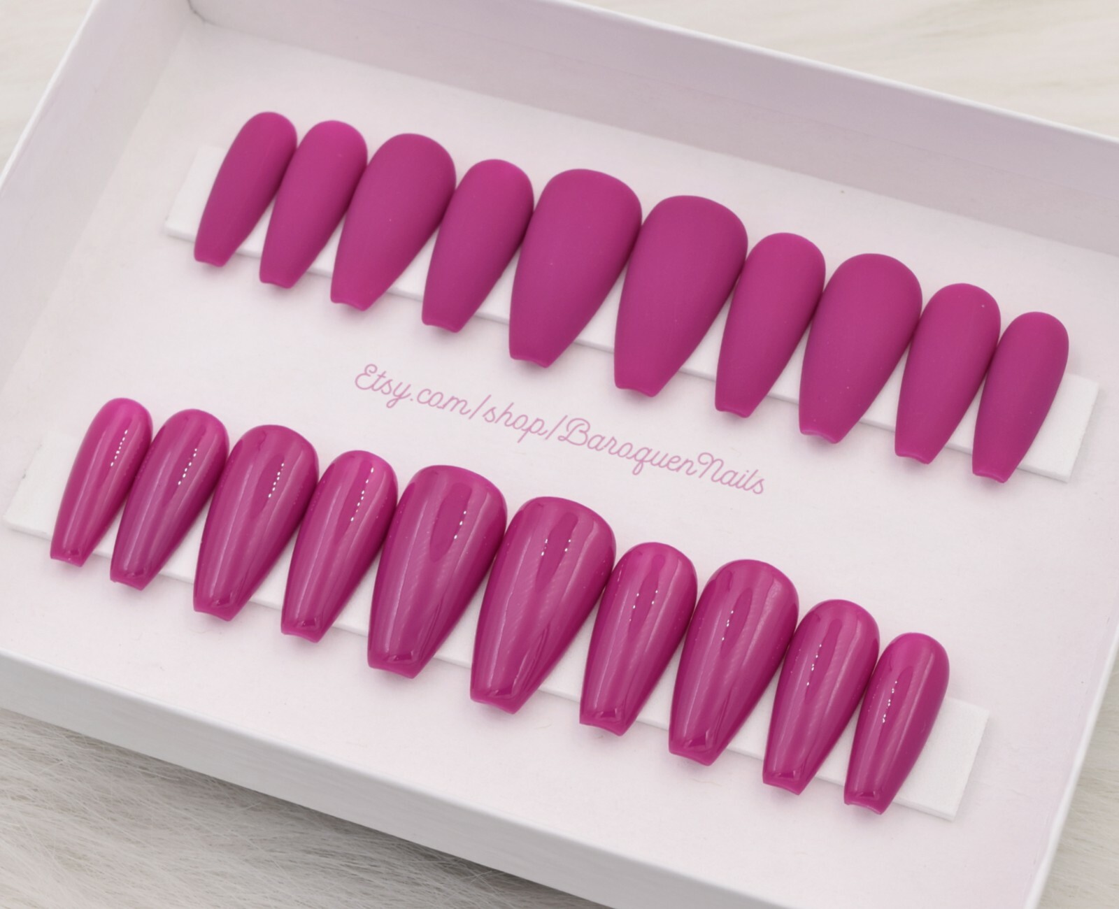 Magenta Neon Plum Press On Nails | Coffin Stiletto Nails Purple Berry Fake Nails