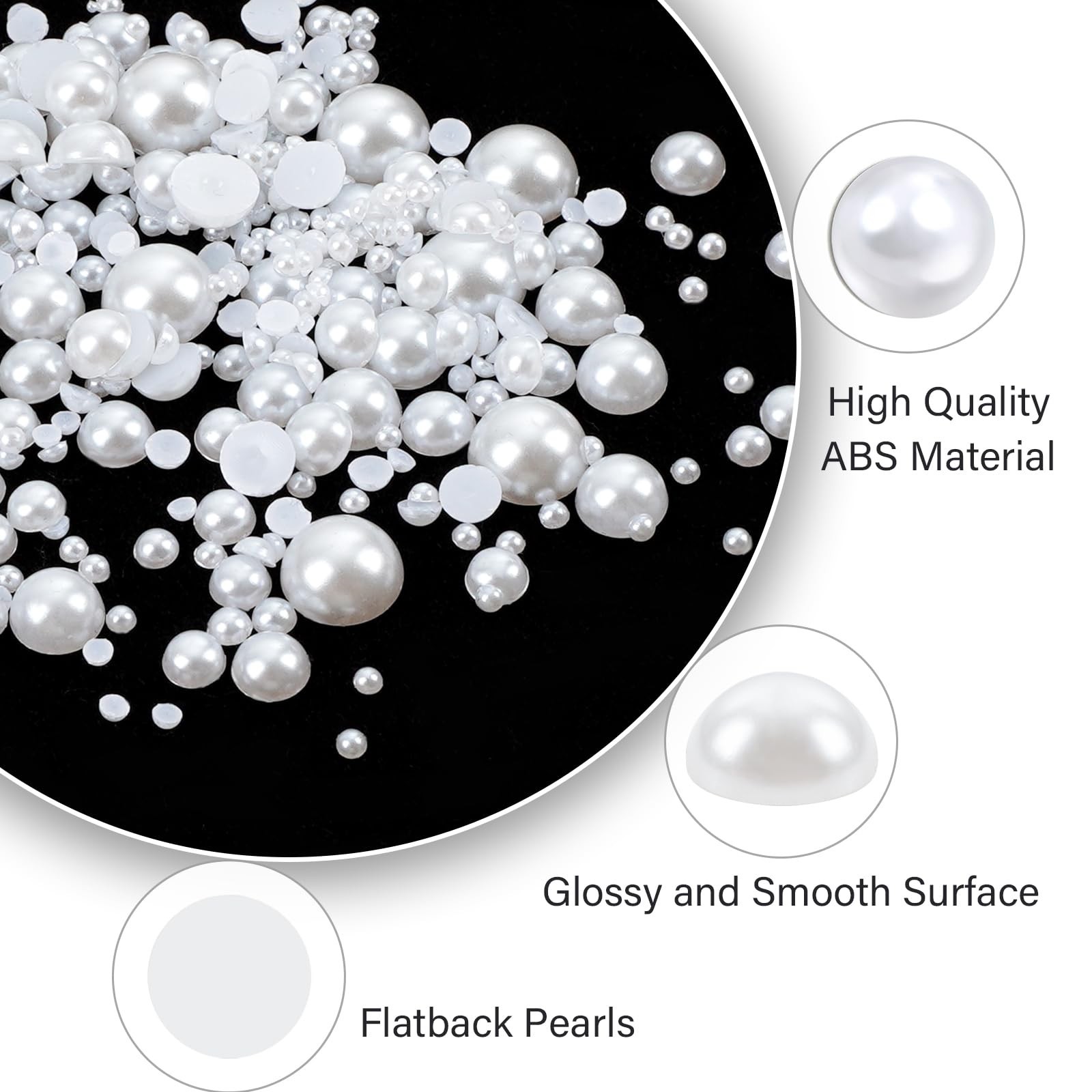 Canvalite Flatback Nail Pearls for Crafting, Multiple Sizes Half Pearls with …