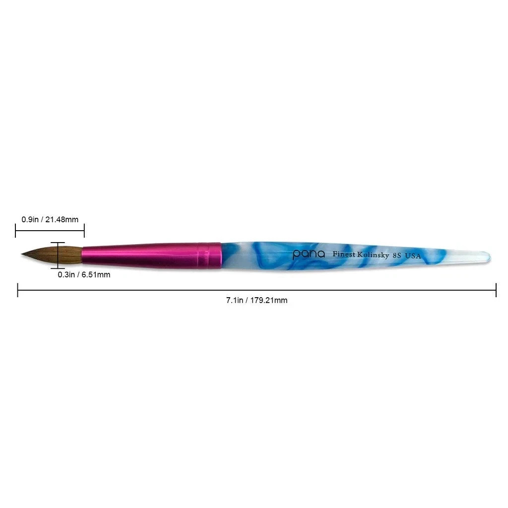 2 PACK PANA USA Acrylic Nail Brush Pure Kolinsky Hair Acrylic SIZE 8