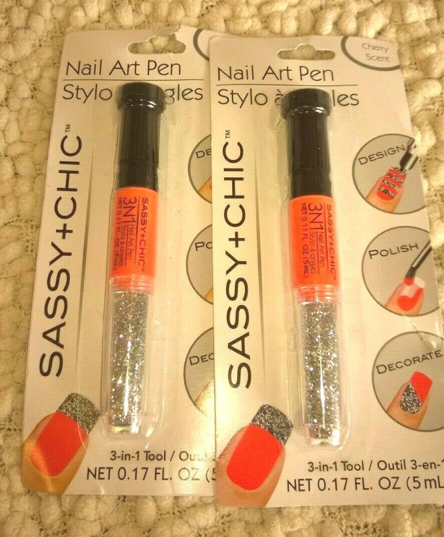 Sassy+Chic Nail Art Pen Cherry Scent Clemson and UT Colors Set of 2 3-in-1 Tool