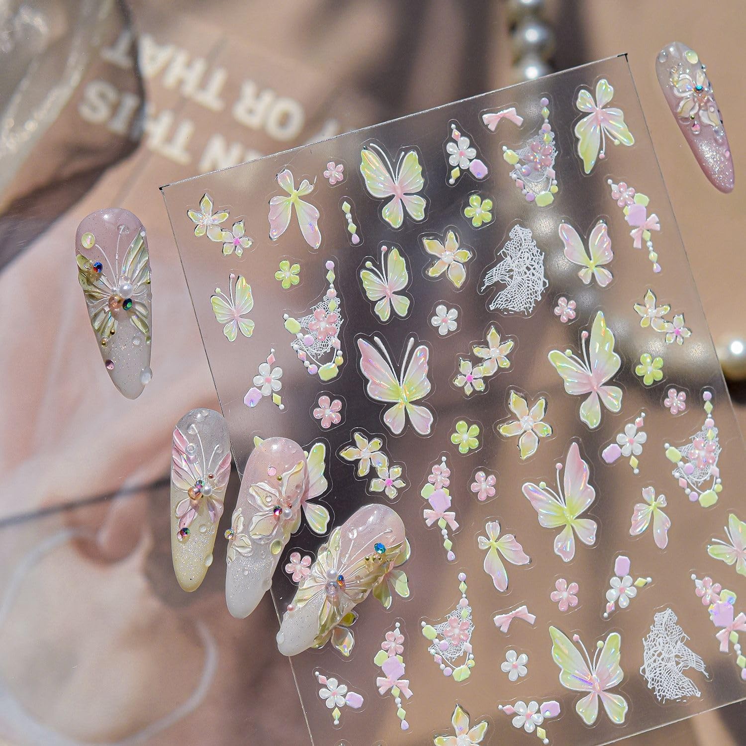 CnSybaris Holographic Butterfly Nail Art Stickers 5D