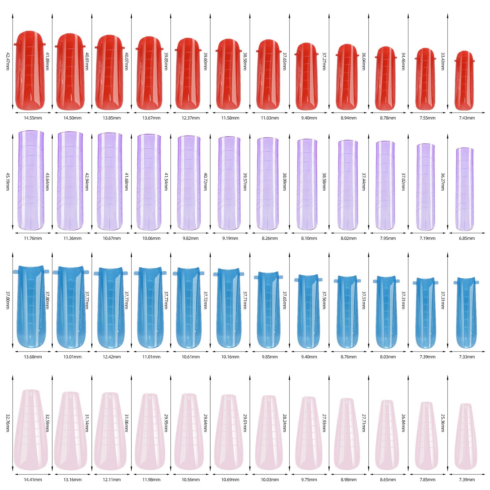 Various Colors Nail Form 144pcs Dual Forms Set for Poly Nail Gel Extension