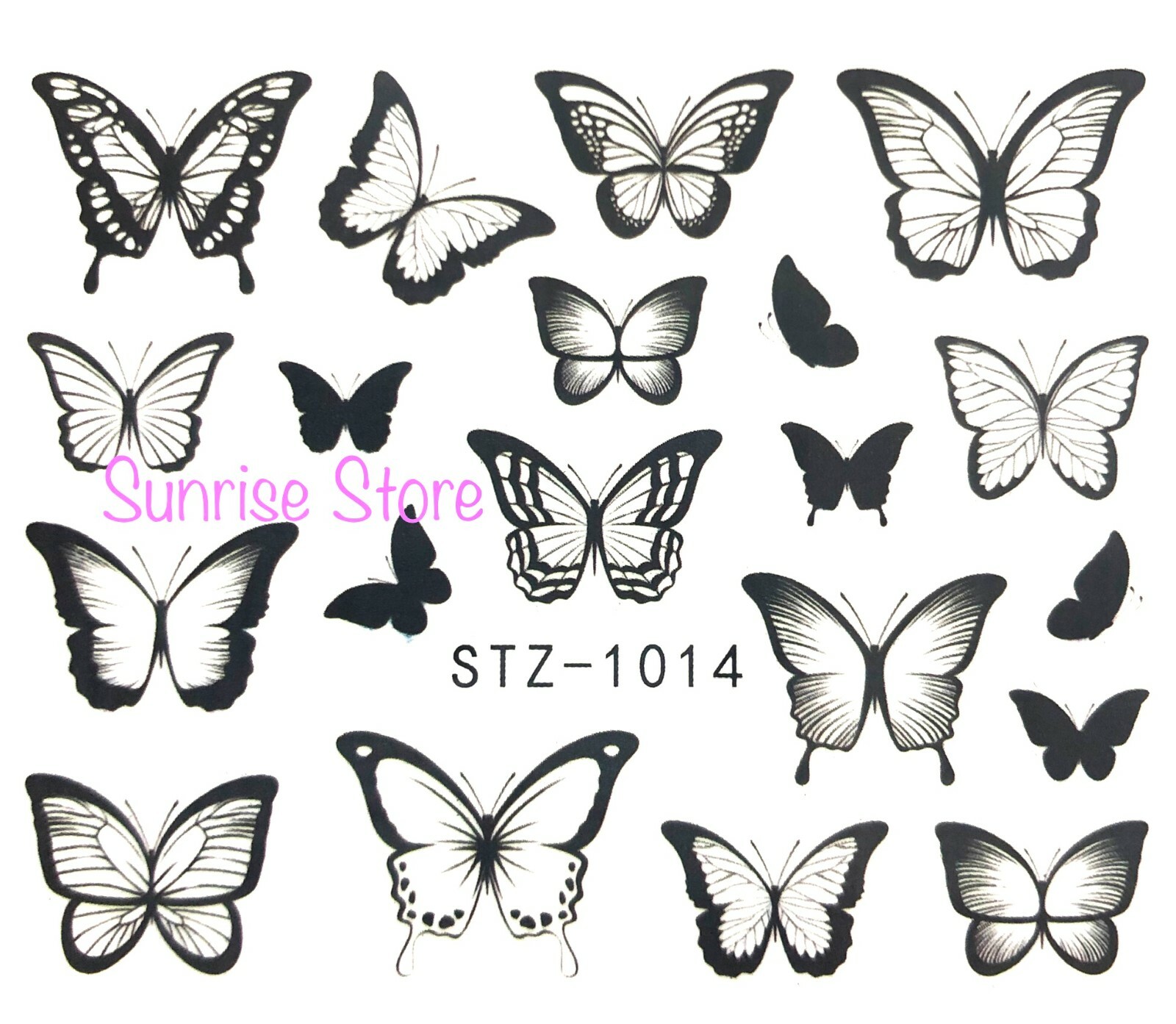 Bundle Sale Nail Art Water Transfer Stickers Black Butterfly Decals Manicure